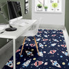 Planet Spaceship Pattern Print Floor Mat-grizzshop