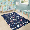 Planet Spaceship Pattern Print Floor Mat-grizzshop