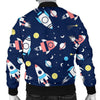 Planet Spaceship Pattern Print Men's Bomber Jacket-grizzshop