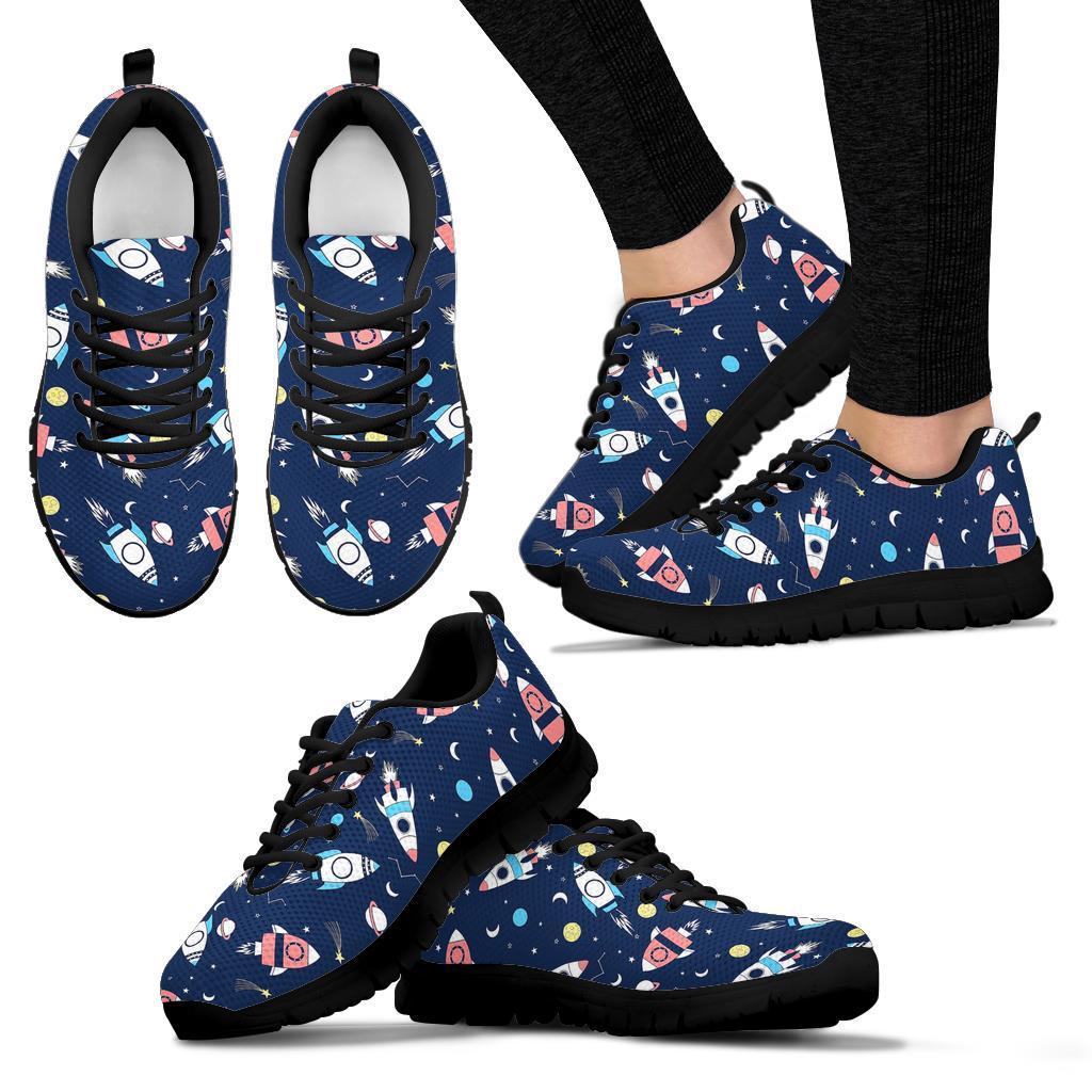 Planet Spaceship Pattern Print Sneaker Shoes For Men Women-grizzshop