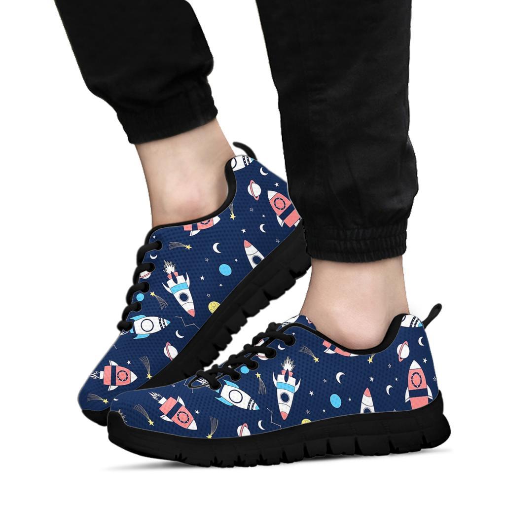 Planet Spaceship Pattern Print Sneaker Shoes For Men Women-grizzshop