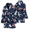 Planet Spaceship Pattern Print Women Long Robe-grizzshop