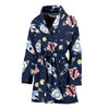 Planet Spaceship Pattern Print Women Long Robe-grizzshop