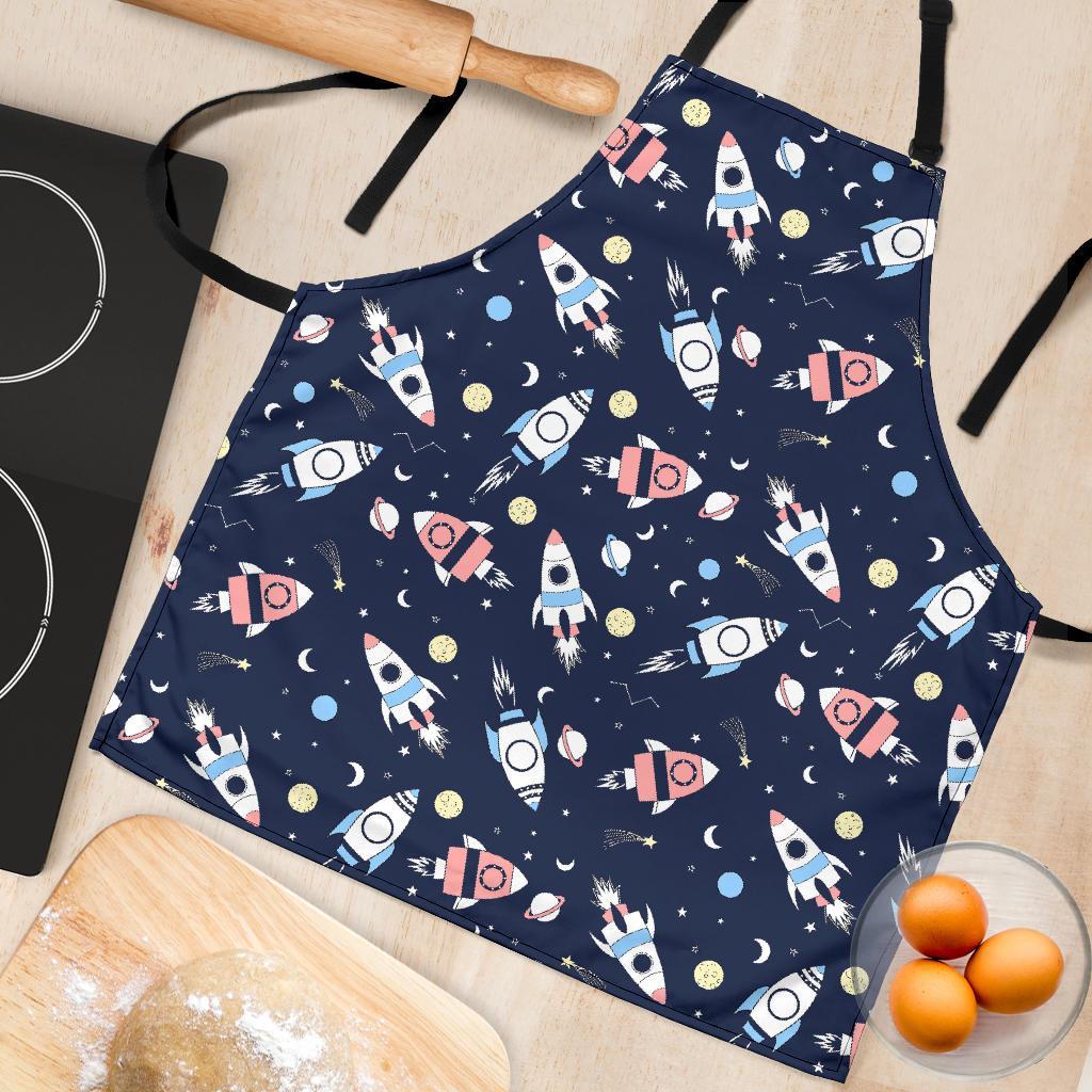 Planet Spaceship Pattern Print Women's Apron-grizzshop