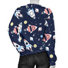 Planet Spaceship Pattern Print Women's Sweatshirt-grizzshop