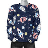 Planet Spaceship Pattern Print Women's Sweatshirt-grizzshop