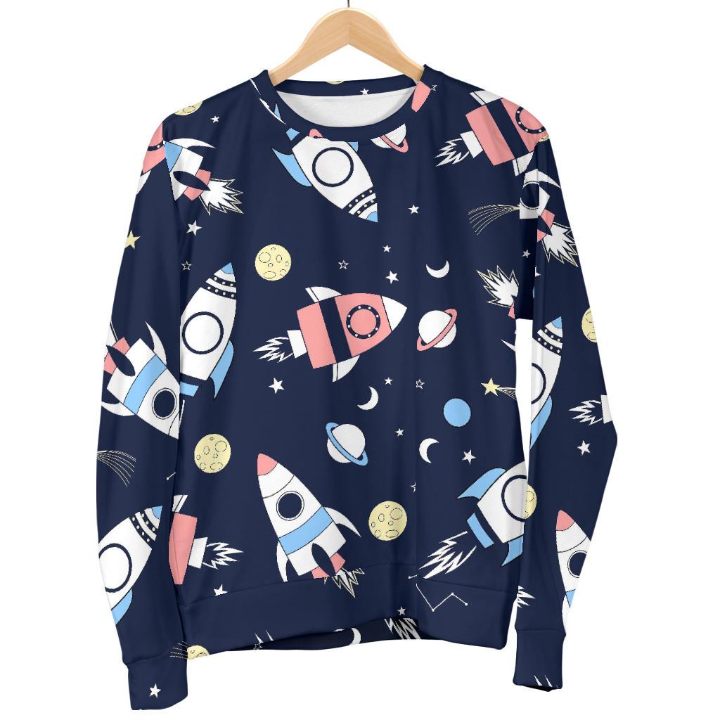 Planet Spaceship Pattern Print Women's Sweatshirt-grizzshop