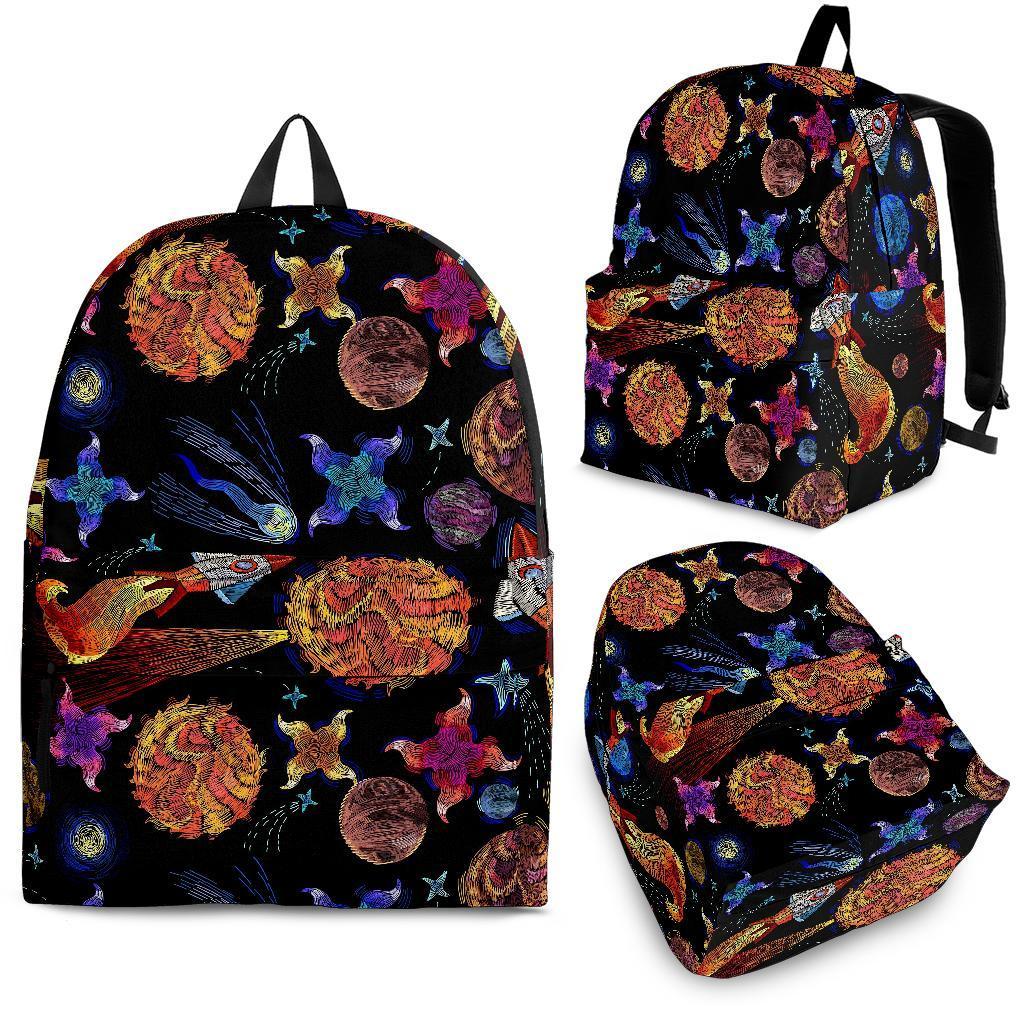 Planet Spaceship Print Pattern Backpack-grizzshop