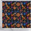 Planet Spaceship Print Pattern Bathroom Shower Curtain-grizzshop