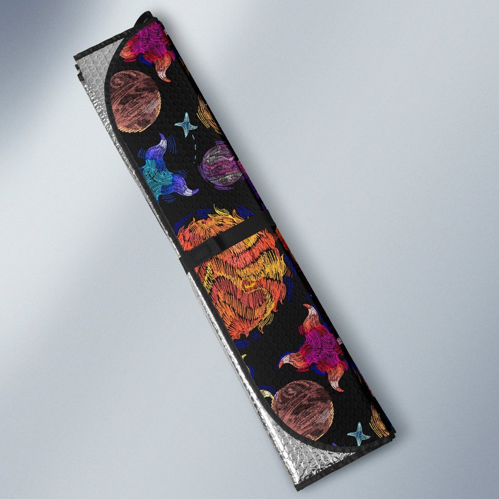 Planet Spaceship Print Pattern Car Sun Shade-grizzshop