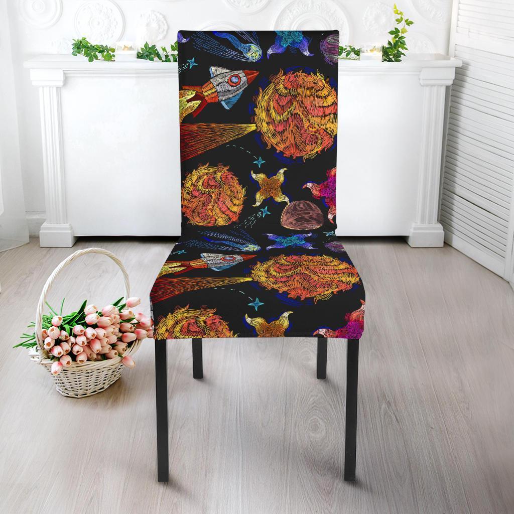 Planet Spaceship Print Pattern Chair Cover-grizzshop