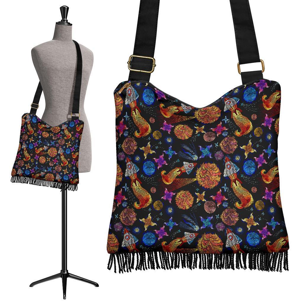 Planet Spaceship Print Pattern Crossbody bags-grizzshop