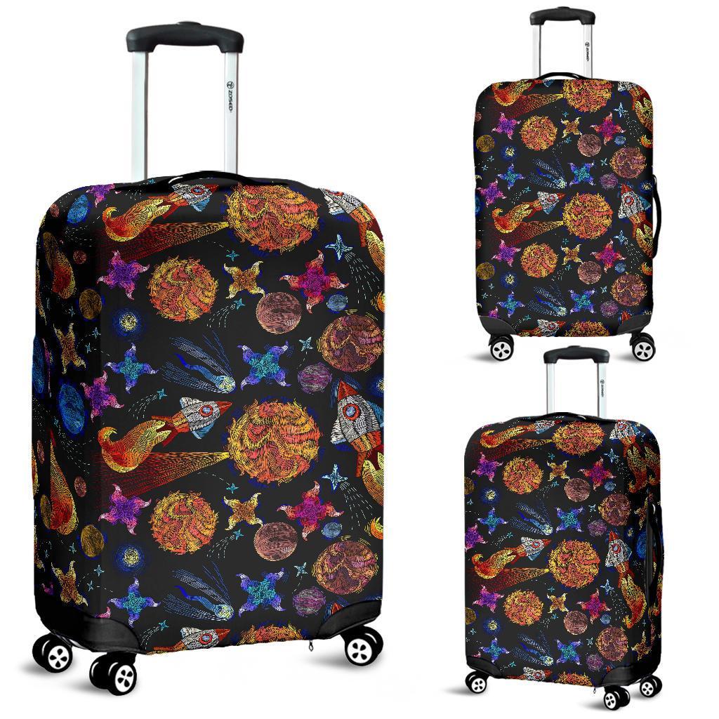 Planet Spaceship Print Pattern Luggage Cover Protector-grizzshop