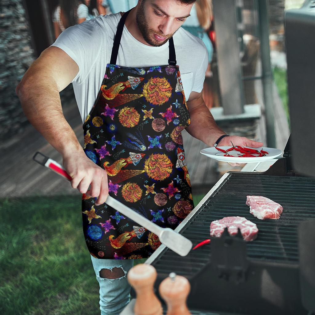 Planet Spaceship Print Pattern Men's Apron-grizzshop