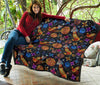 Planet Spaceship Print Pattern Quilt-grizzshop