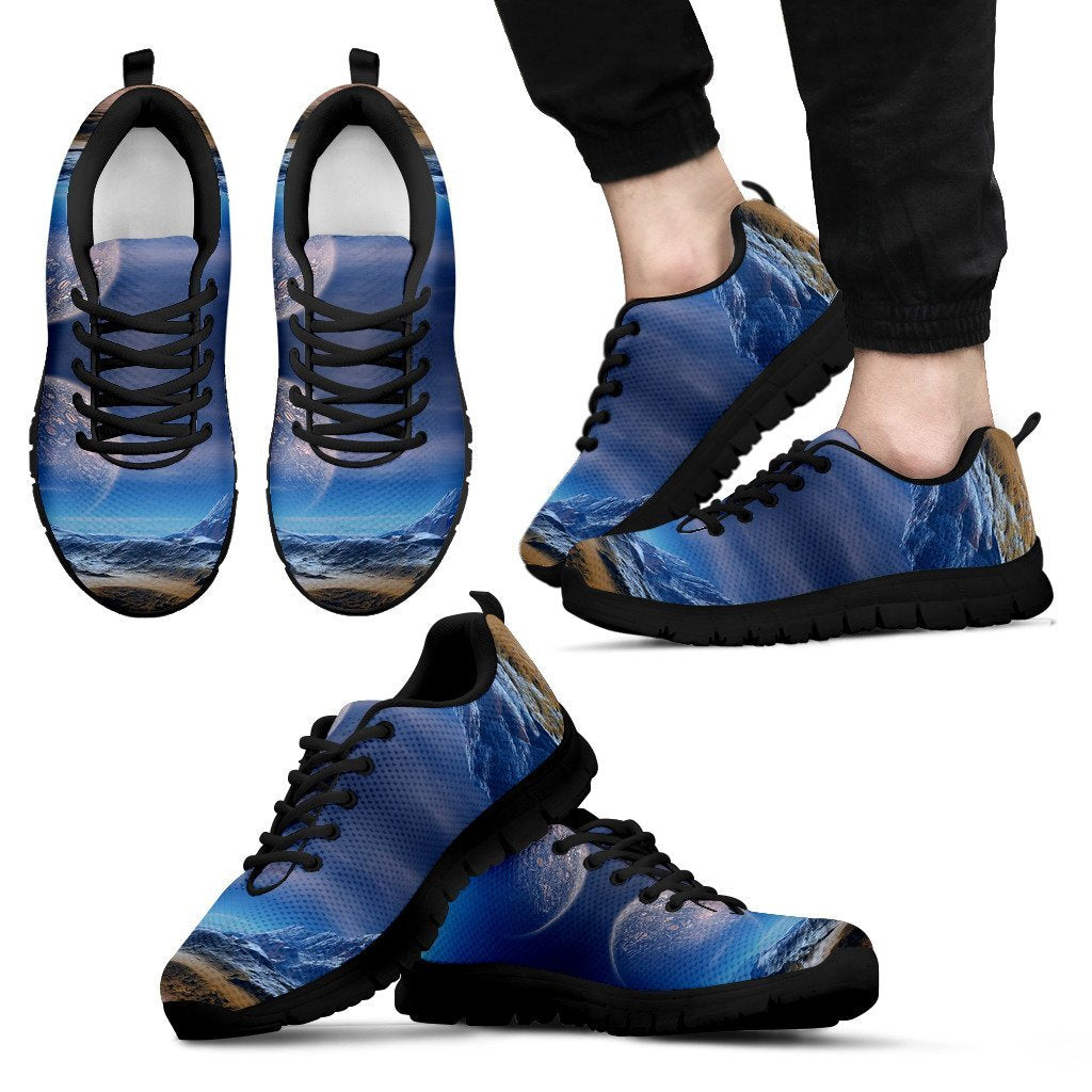 Planet Surface Galaxy Space Print Black Sneaker Shoes For Men Women-grizzshop