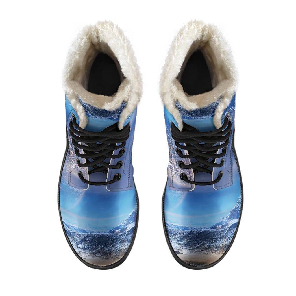 Planet Surface Galaxy Space Print Comfy Winter Boots-grizzshop