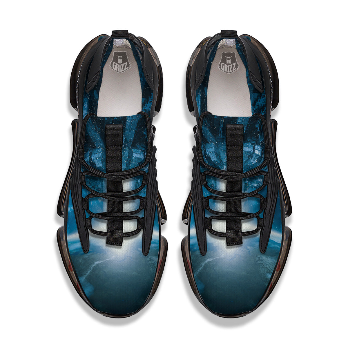 Planetary Invasion Print Black Gym Shoes-grizzshop