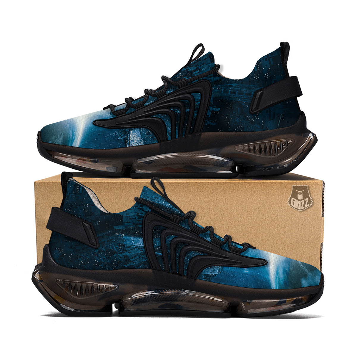 Planetary Invasion Print Black Gym Shoes-grizzshop