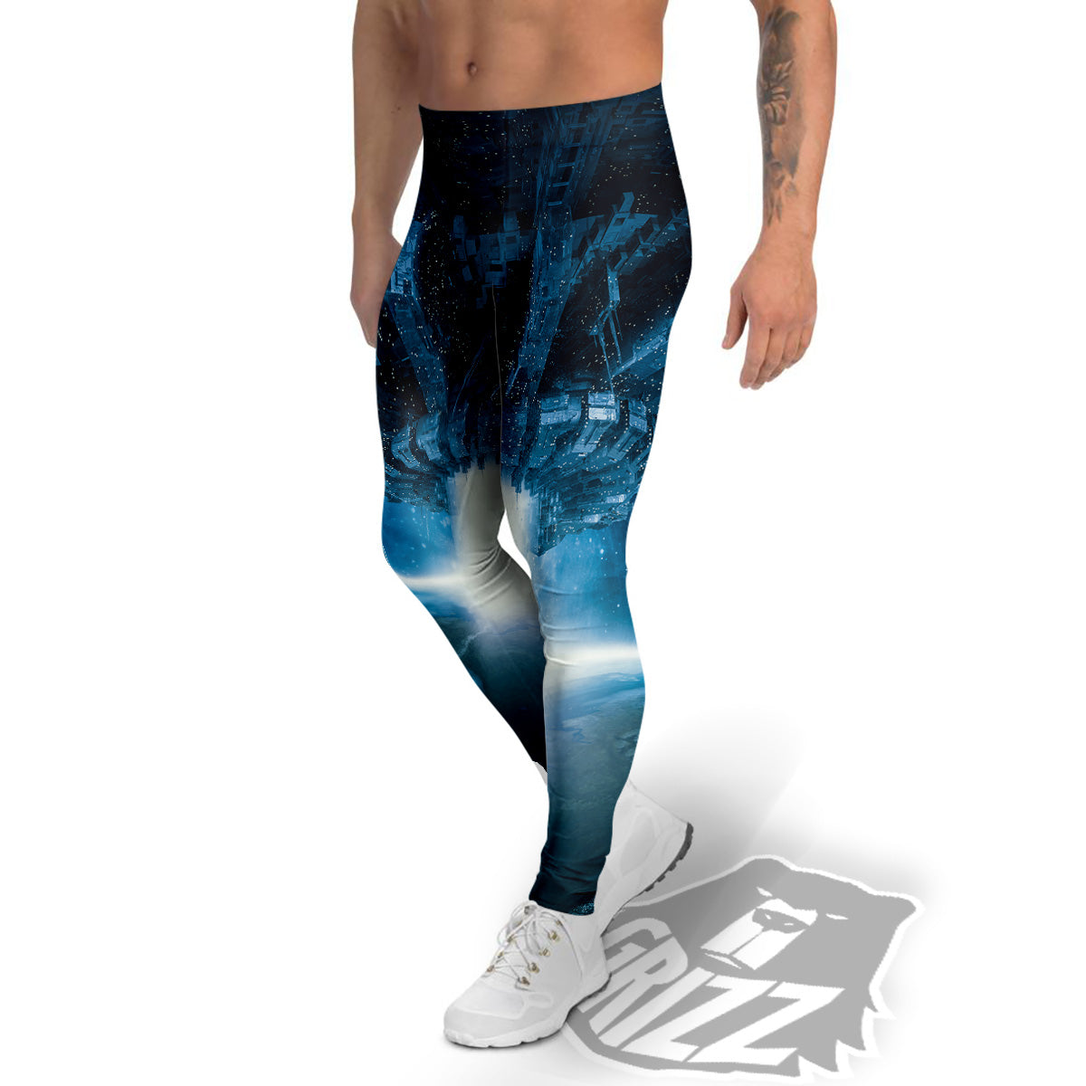 Planetary Invasion Print Men's Leggings-grizzshop