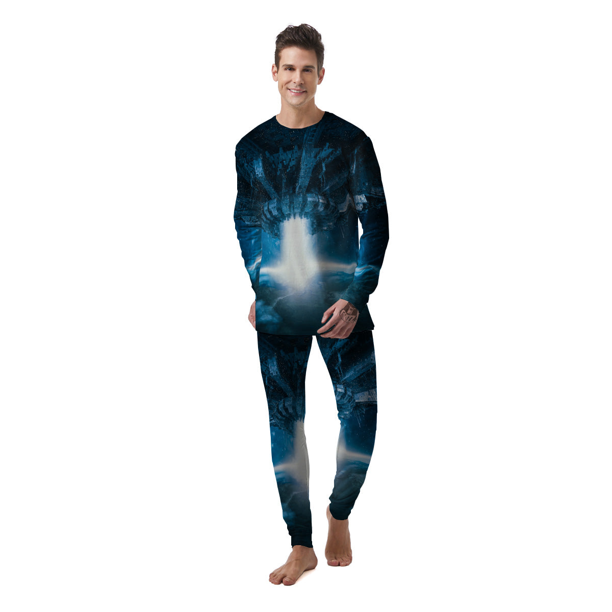 Planetary Invasion Print Men's Pajamas-grizzshop