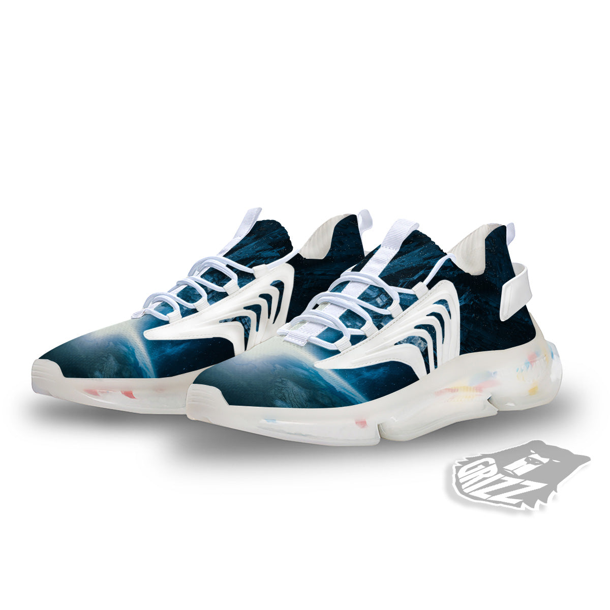 Planetary Invasion Print White Gym Shoes-grizzshop