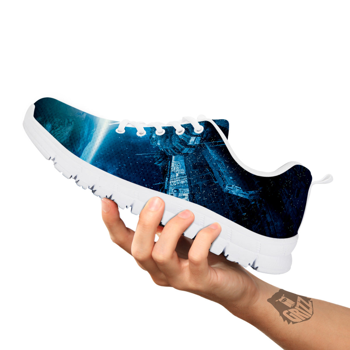 Planetary Invasion Print White Sneaker-grizzshop