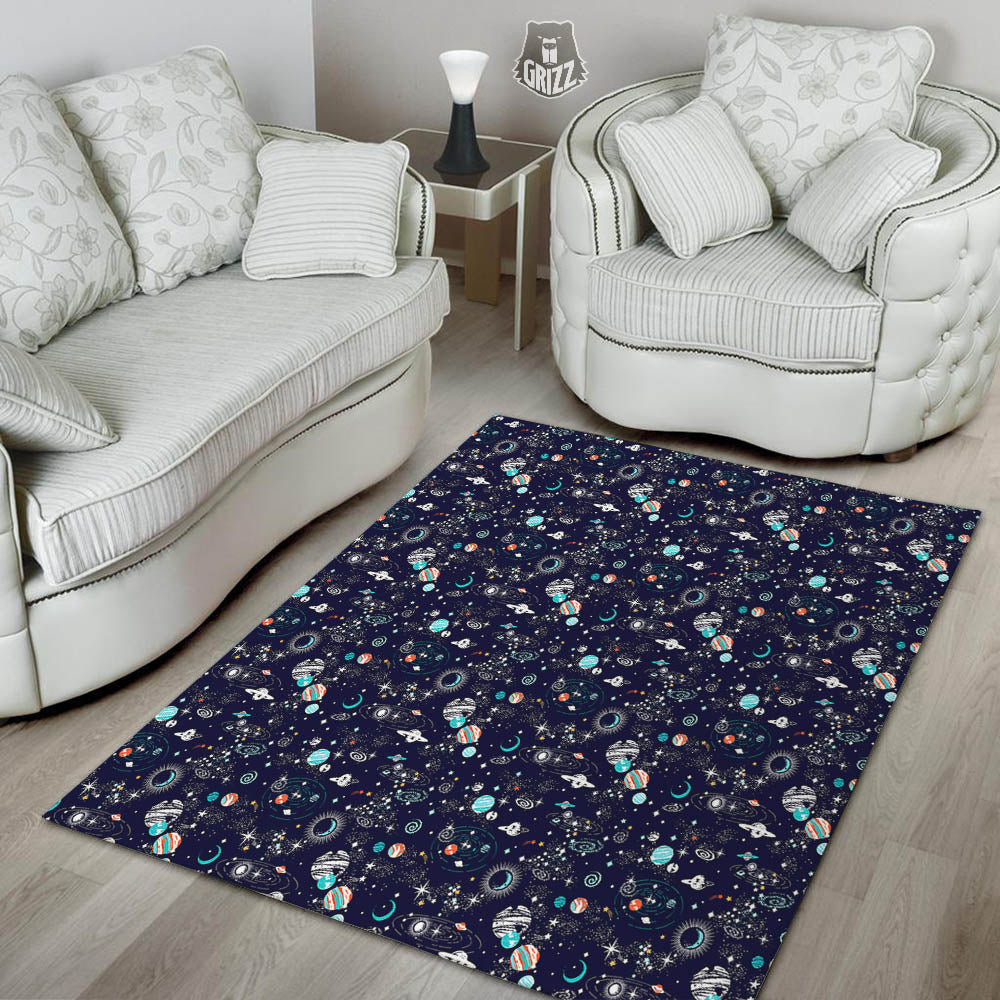 Planets And Constellations Print Pattern Floor Mat-grizzshop