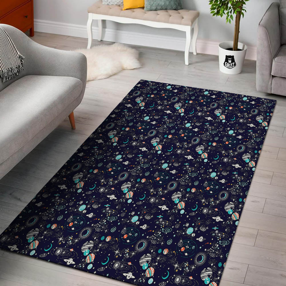 Planets And Constellations Print Pattern Floor Mat-grizzshop