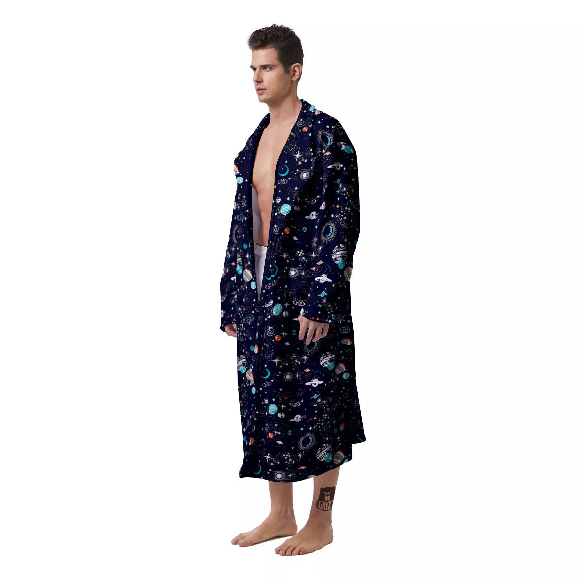 Planets And Constellations Print Pattern Men's Robe-grizzshop