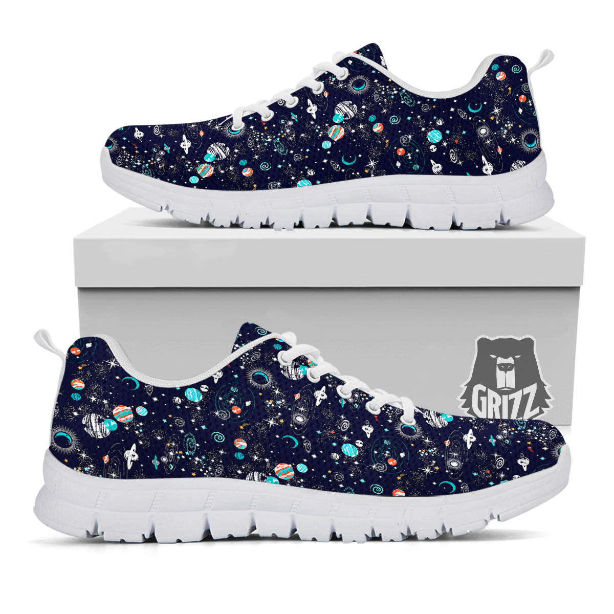 Planets And Constellations Print Pattern White Sneaker-grizzshop