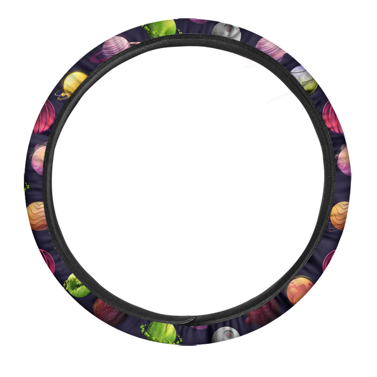Planets And Stars Print Pattern Car Steering Wheel Cover-grizzshop