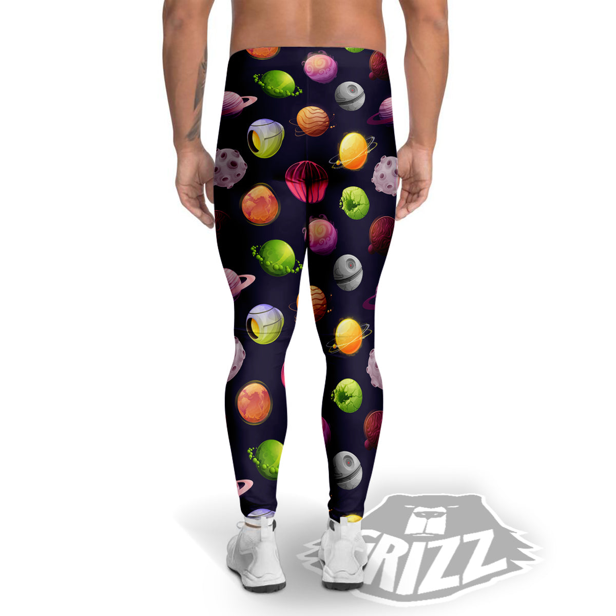 Planets And Stars Print Pattern Men's Leggings-grizzshop