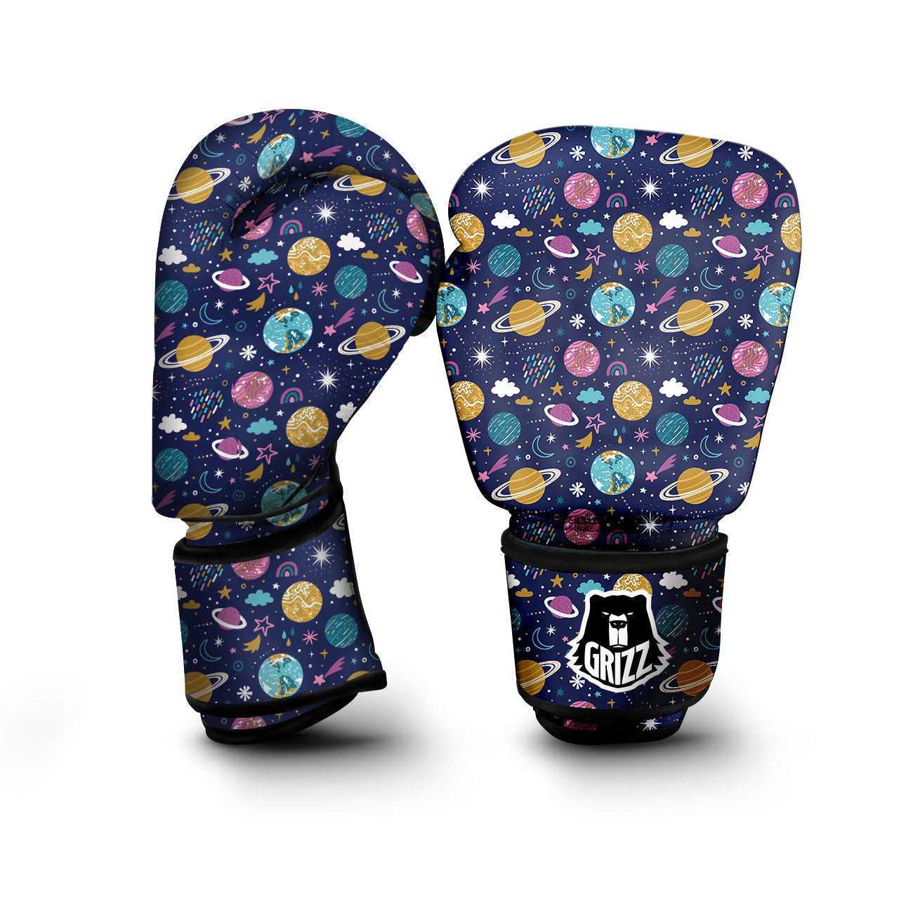 Planets Doodle Print Pattern Boxing Gloves-grizzshop