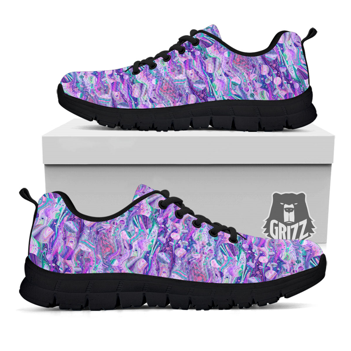 Planets Fantasy Print Pattern Black Sneaker-grizzshop