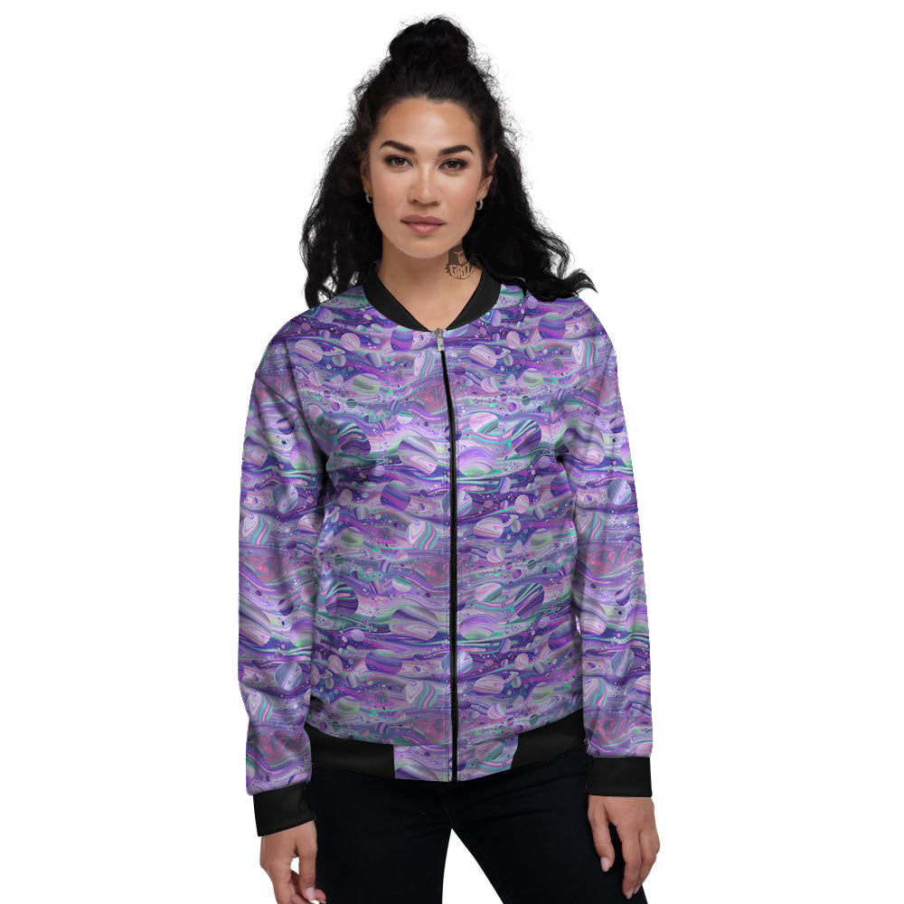 Planets Fantasy Print Pattern Women's Bomber Jacket-grizzshop
