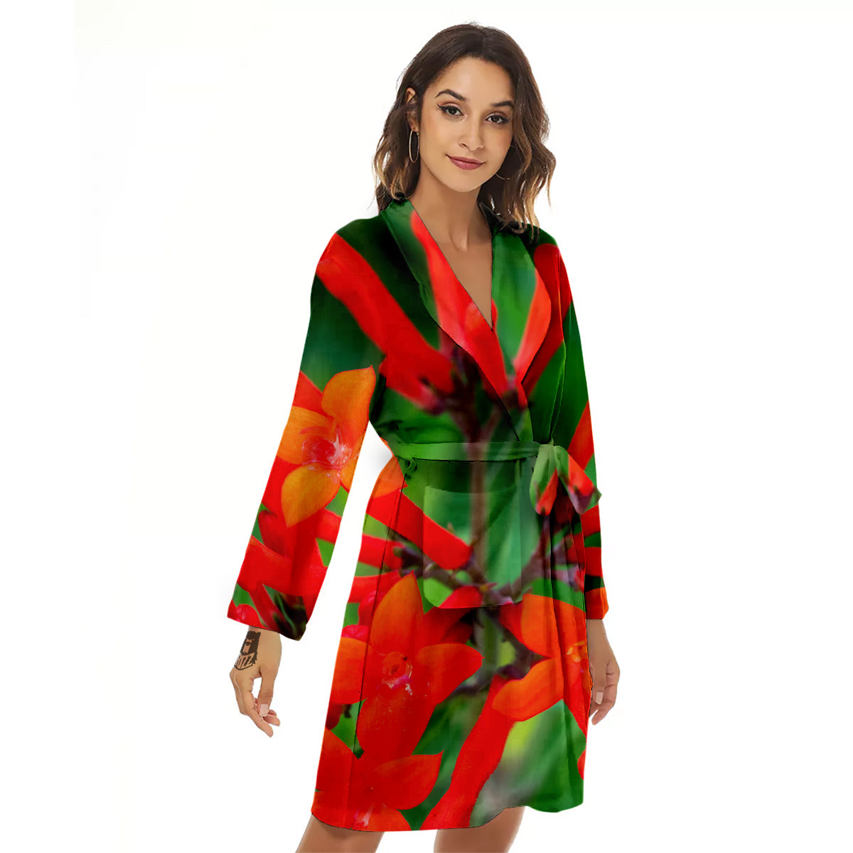 Plant Bouvardia Print Women's Robe-grizzshop