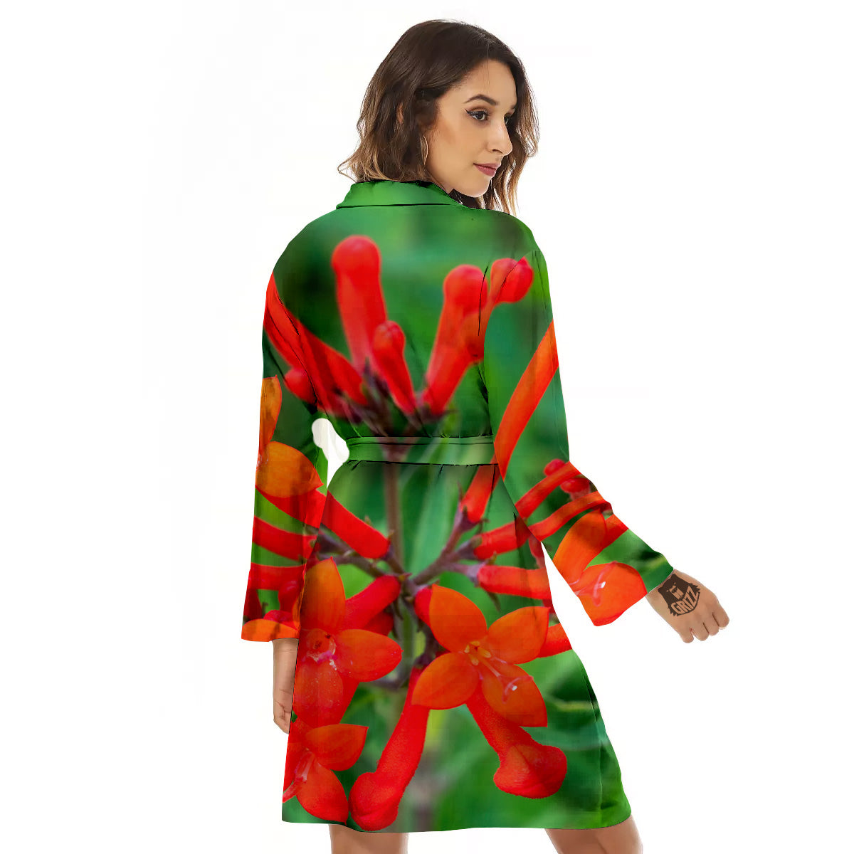 Plant Bouvardia Print Women's Robe-grizzshop