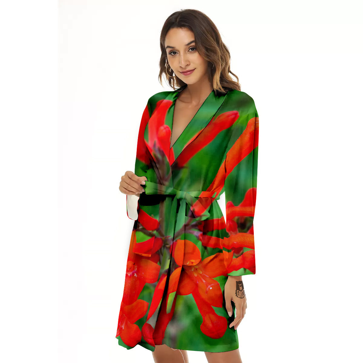 Plant Bouvardia Print Women's Robe-grizzshop