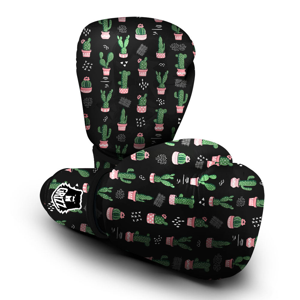 Plant Cute Cactus Print Pattern Boxing Gloves-grizzshop