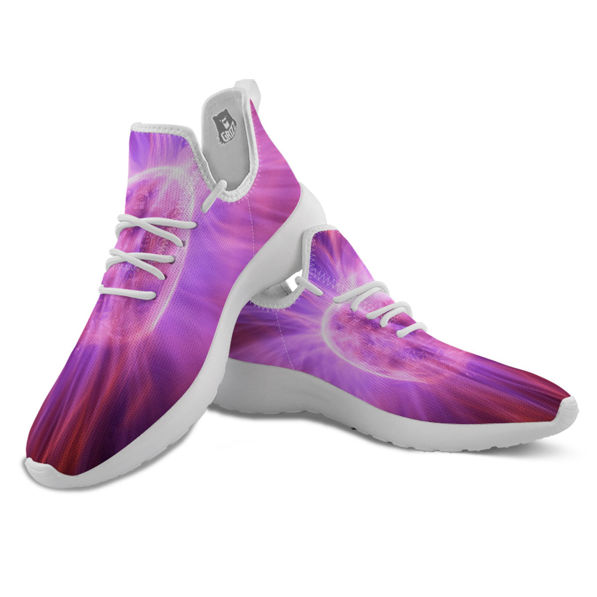 Plasma Ball Purple Print White Athletic Shoes-grizzshop