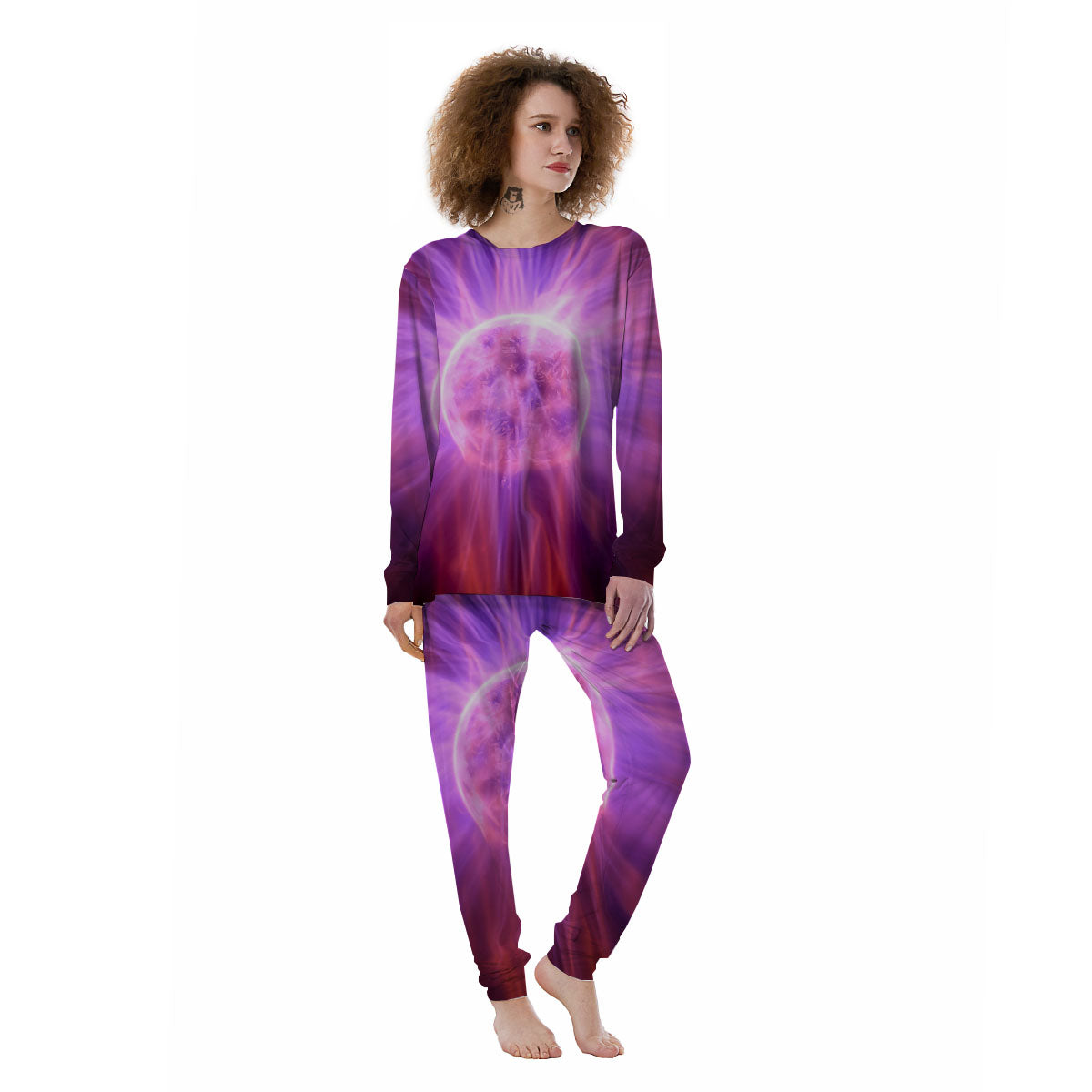 Plasma Ball Purple Print Women's Pajamas-grizzshop