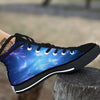 Plasma Blue Print Black High Top Shoes-grizzshop