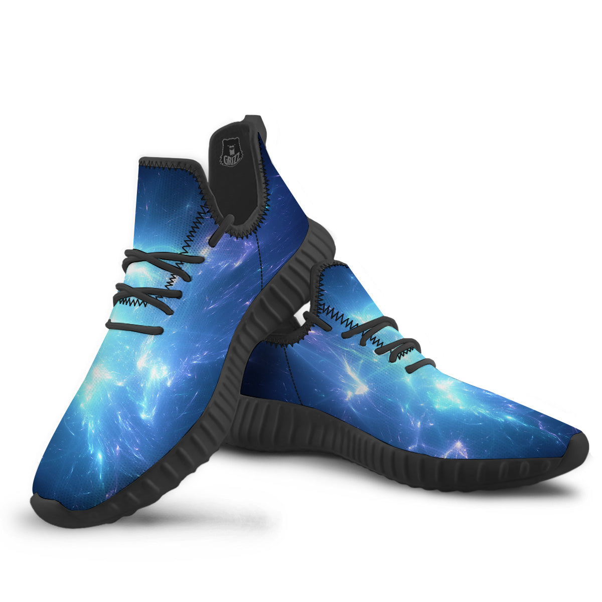 Plasma Blue Print Black Walking Shoes-grizzshop