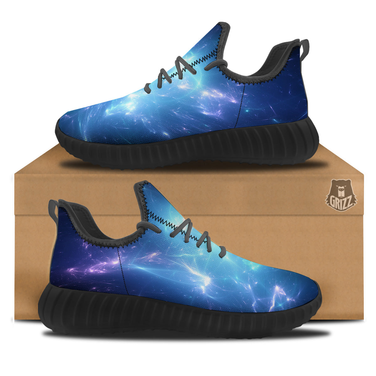 Plasma Blue Print Black Walking Shoes-grizzshop