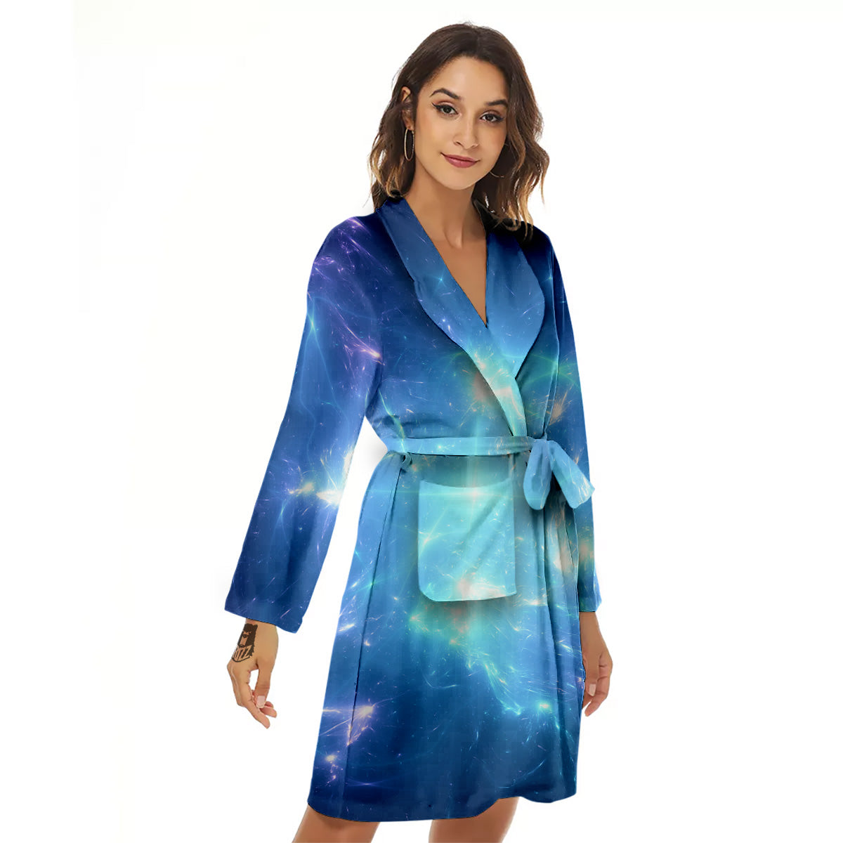 Plasma Blue Print Women's Robe-grizzshop
