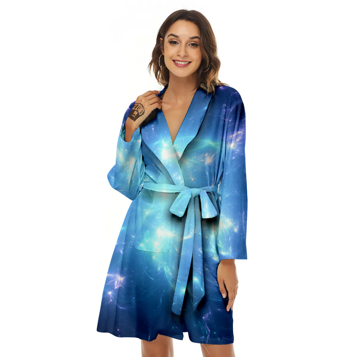 Plasma Blue Print Women's Robe-grizzshop