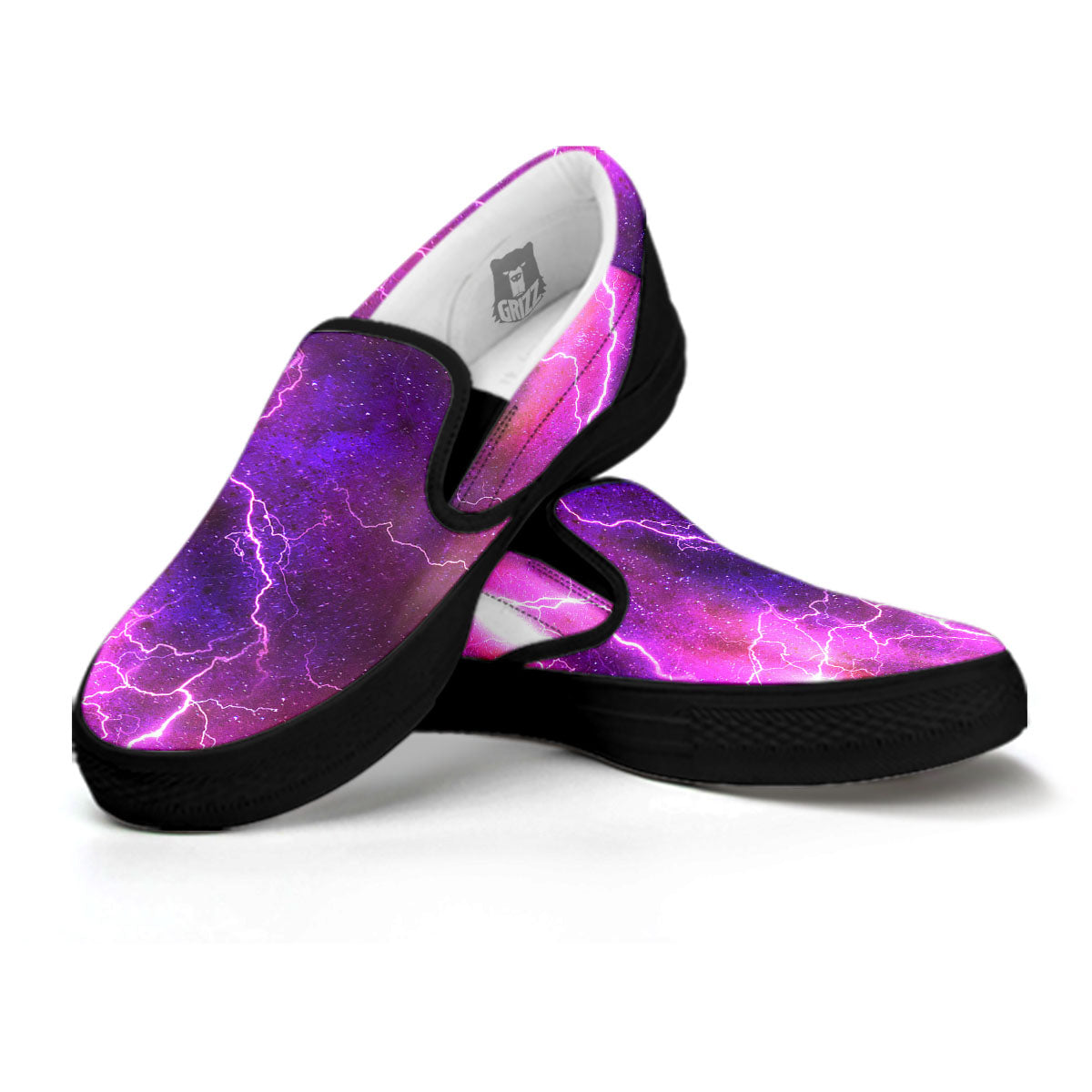 Plasma Lightning Print Black Slip On Shoes-grizzshop