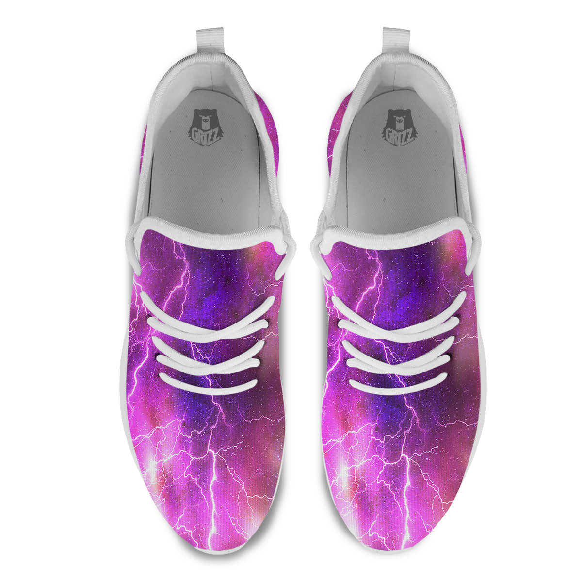 Plasma Lightning Print White Athletic Shoes-grizzshop