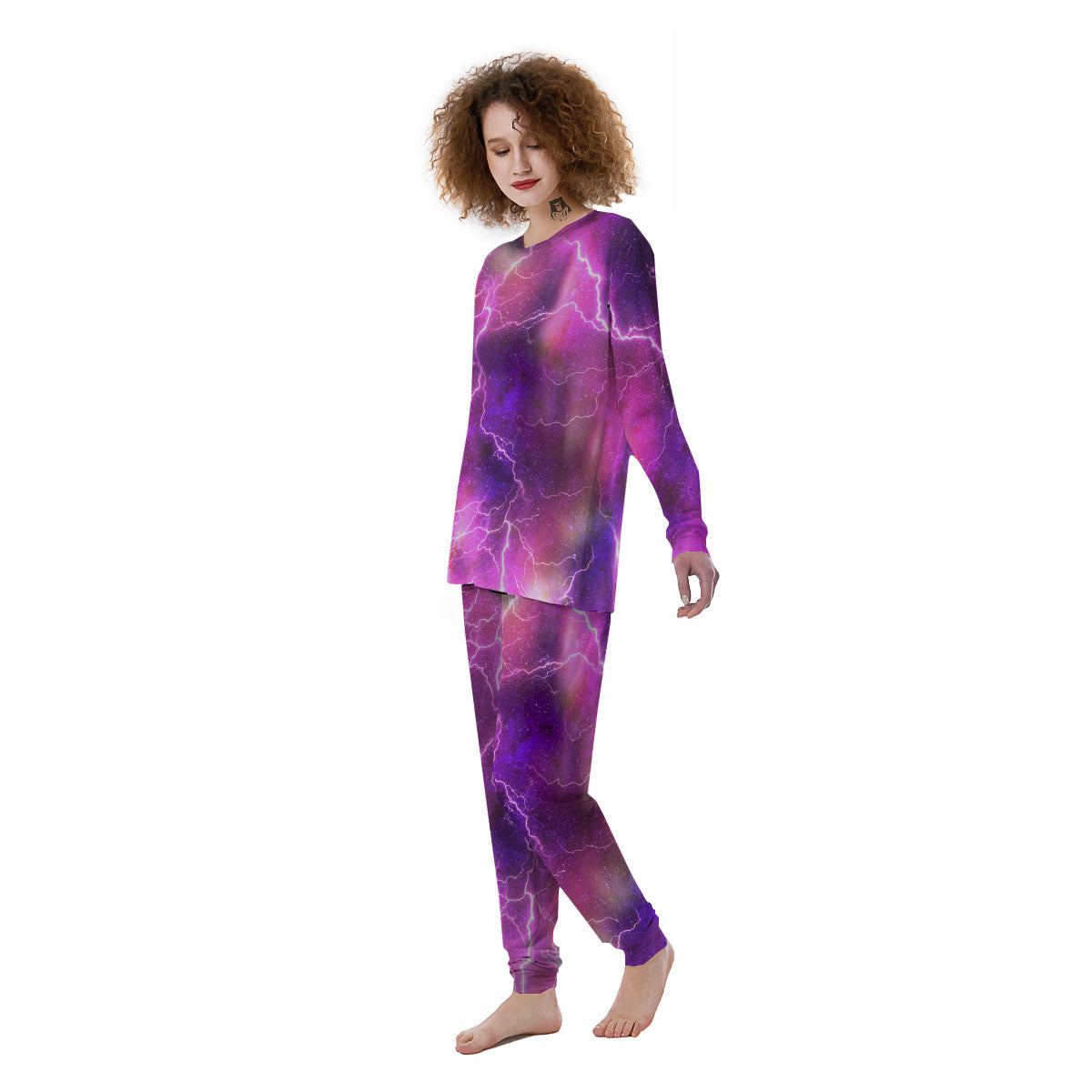 Plasma Lightning Print Women's Pajamas-grizzshop